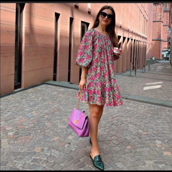 Zara puff shoulder print dress - Picture 7 of 12